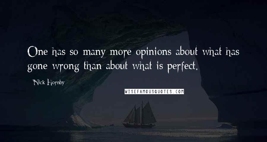 Nick Hornby Quotes: One has so many more opinions about what has gone wrong than about what is perfect.