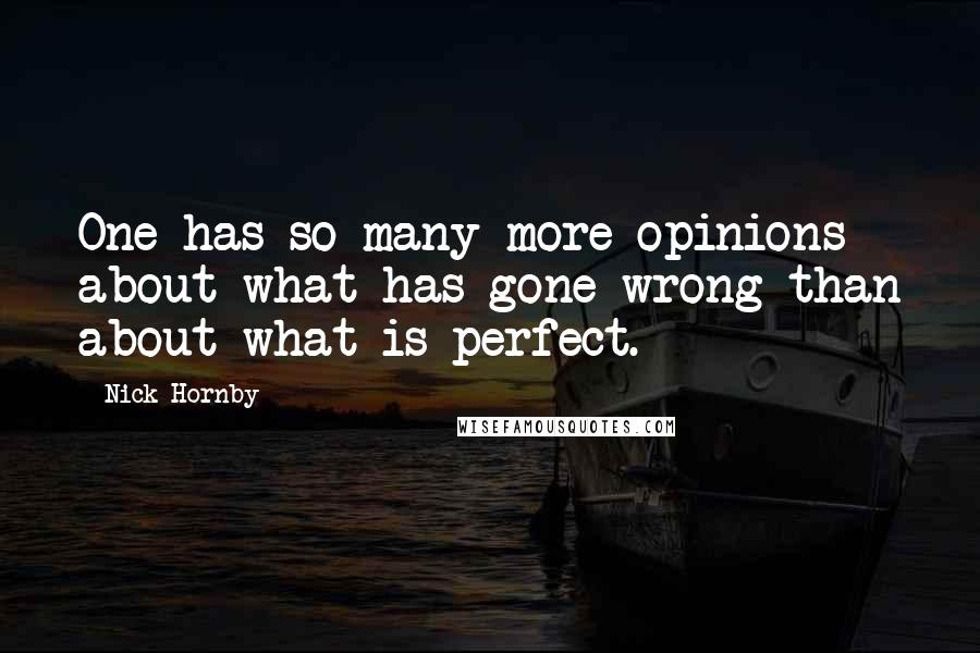 Nick Hornby Quotes: One has so many more opinions about what has gone wrong than about what is perfect.