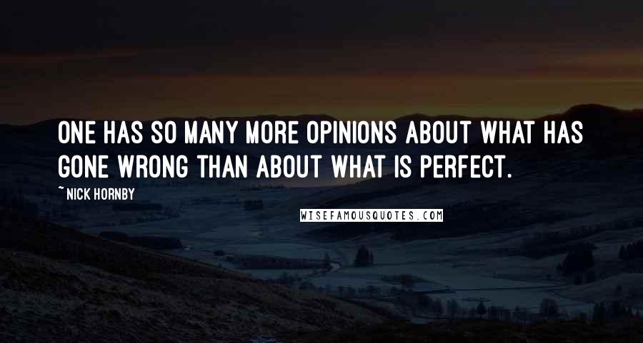 Nick Hornby Quotes: One has so many more opinions about what has gone wrong than about what is perfect.