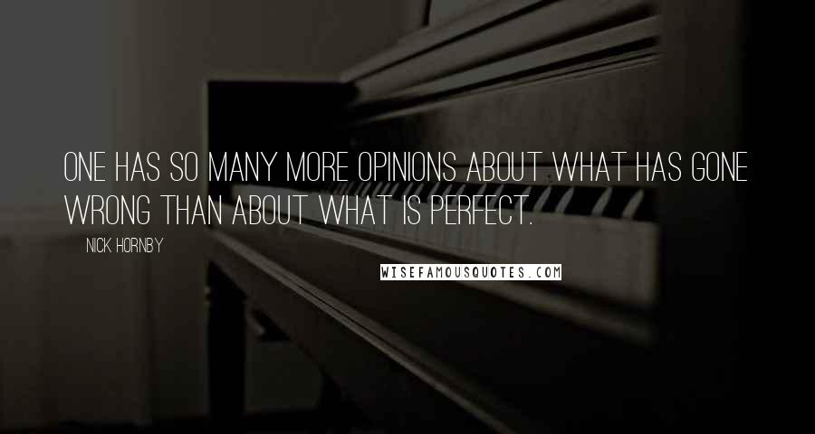 Nick Hornby Quotes: One has so many more opinions about what has gone wrong than about what is perfect.