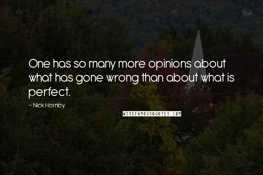 Nick Hornby Quotes: One has so many more opinions about what has gone wrong than about what is perfect.