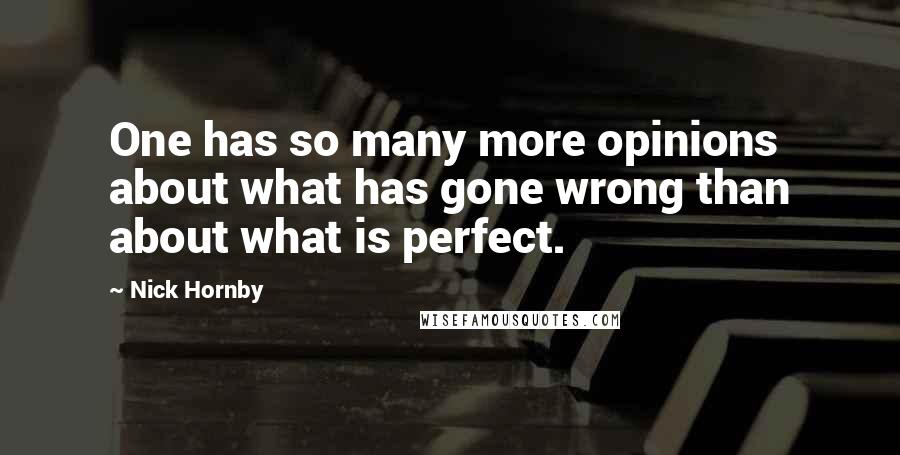 Nick Hornby Quotes: One has so many more opinions about what has gone wrong than about what is perfect.