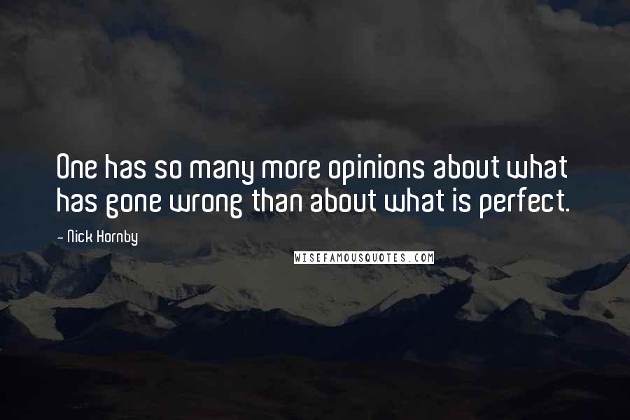 Nick Hornby Quotes: One has so many more opinions about what has gone wrong than about what is perfect.