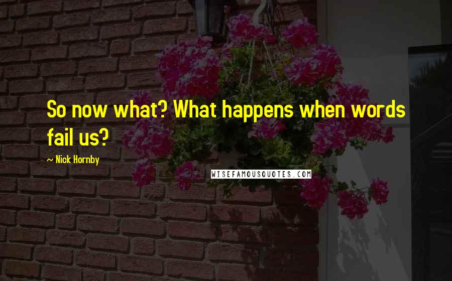 Nick Hornby Quotes: So now what? What happens when words fail us?