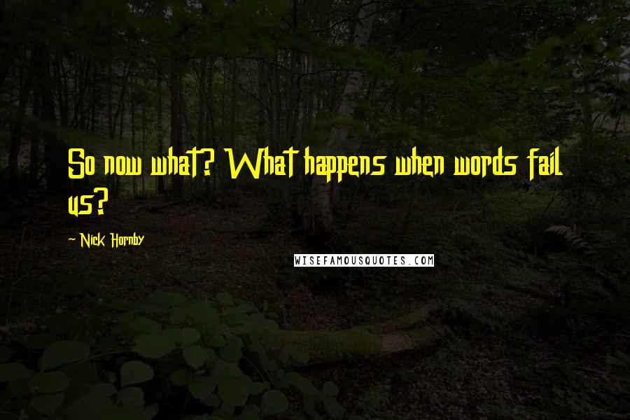 Nick Hornby Quotes: So now what? What happens when words fail us?