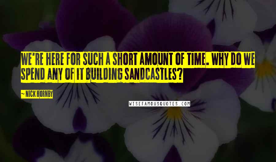 Nick Hornby Quotes: We're here for such a short amount of time. Why do we spend any of it building sandcastles?