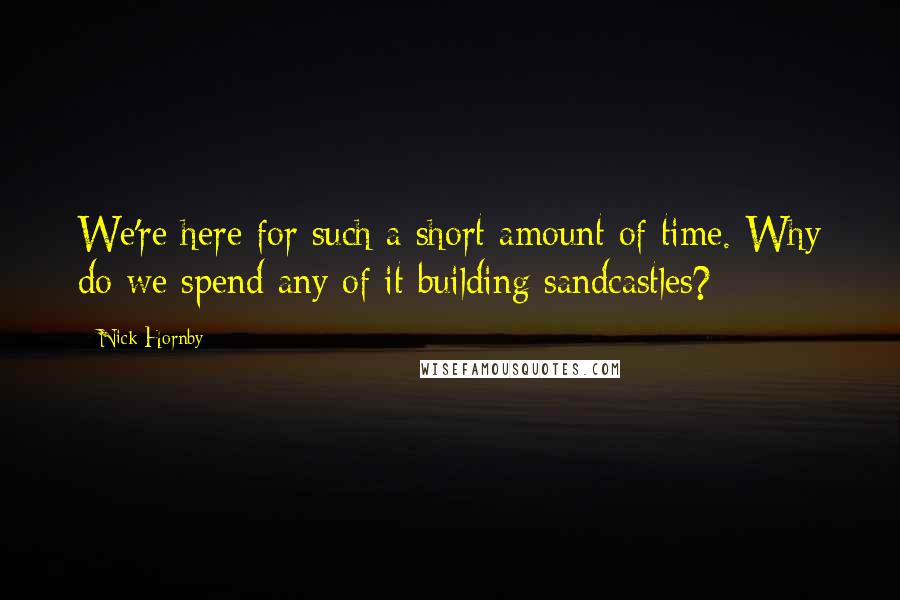 Nick Hornby Quotes: We're here for such a short amount of time. Why do we spend any of it building sandcastles?