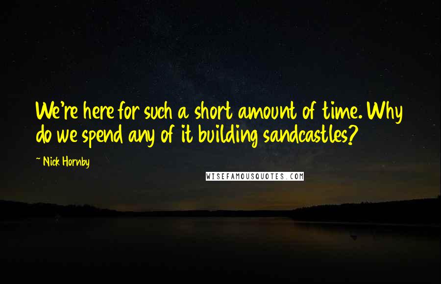 Nick Hornby Quotes: We're here for such a short amount of time. Why do we spend any of it building sandcastles?