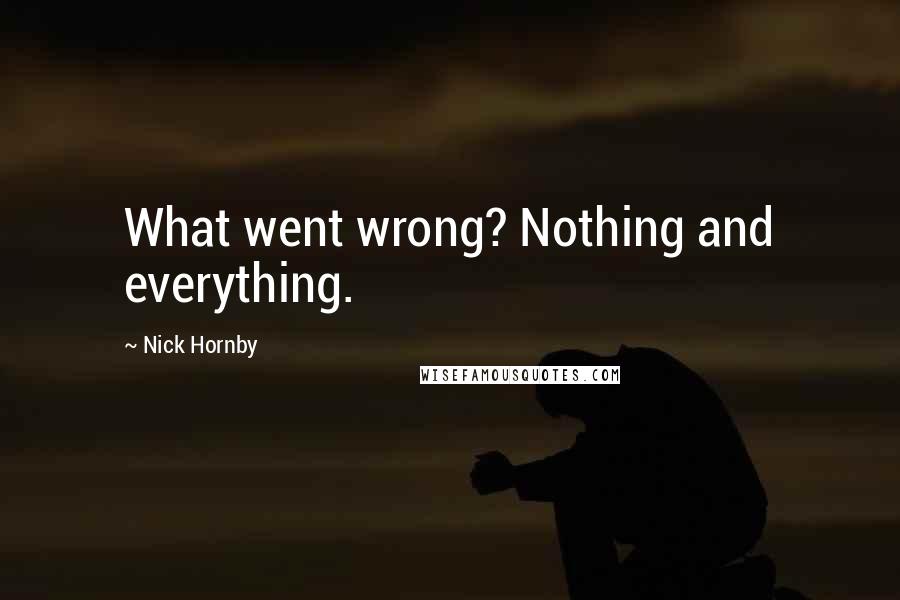 Nick Hornby Quotes: What went wrong? Nothing and everything.