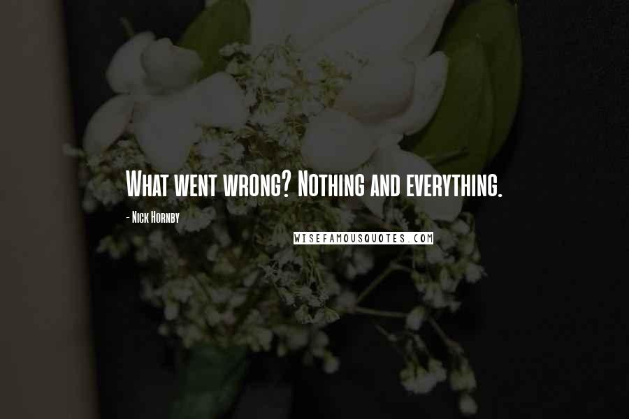 Nick Hornby Quotes: What went wrong? Nothing and everything.