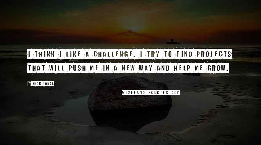 Nick Jonas Quotes: I think I like a challenge. I try to find projects that will push me in a new way and help me grow.