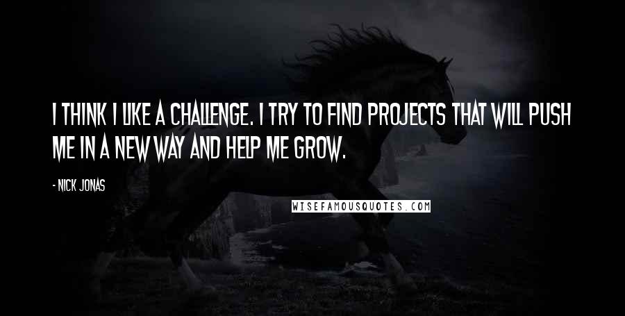 Nick Jonas Quotes: I think I like a challenge. I try to find projects that will push me in a new way and help me grow.