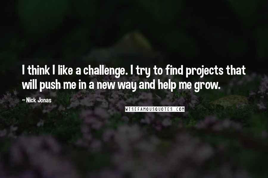 Nick Jonas Quotes: I think I like a challenge. I try to find projects that will push me in a new way and help me grow.