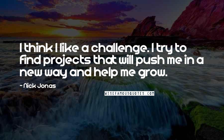 Nick Jonas Quotes: I think I like a challenge. I try to find projects that will push me in a new way and help me grow.