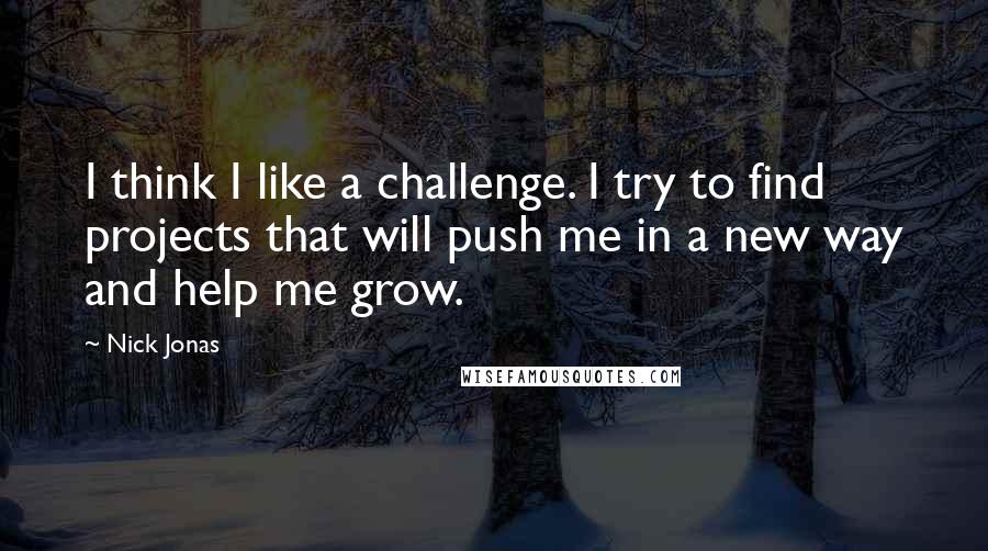 Nick Jonas Quotes: I think I like a challenge. I try to find projects that will push me in a new way and help me grow.