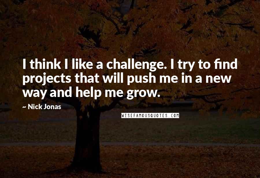 Nick Jonas Quotes: I think I like a challenge. I try to find projects that will push me in a new way and help me grow.