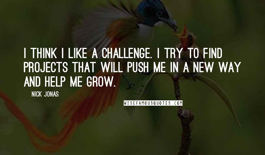 Nick Jonas Quotes: I think I like a challenge. I try to find projects that will push me in a new way and help me grow.