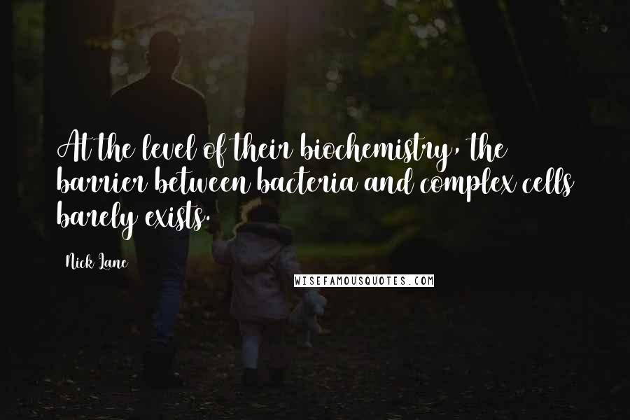 Nick Lane Quotes: At the level of their biochemistry, the barrier between bacteria and complex cells barely exists.