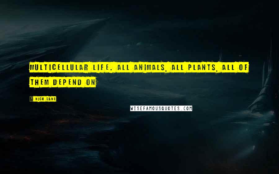 Nick Lane Quotes: multicellular life. All animals, all plants, all of them depend on