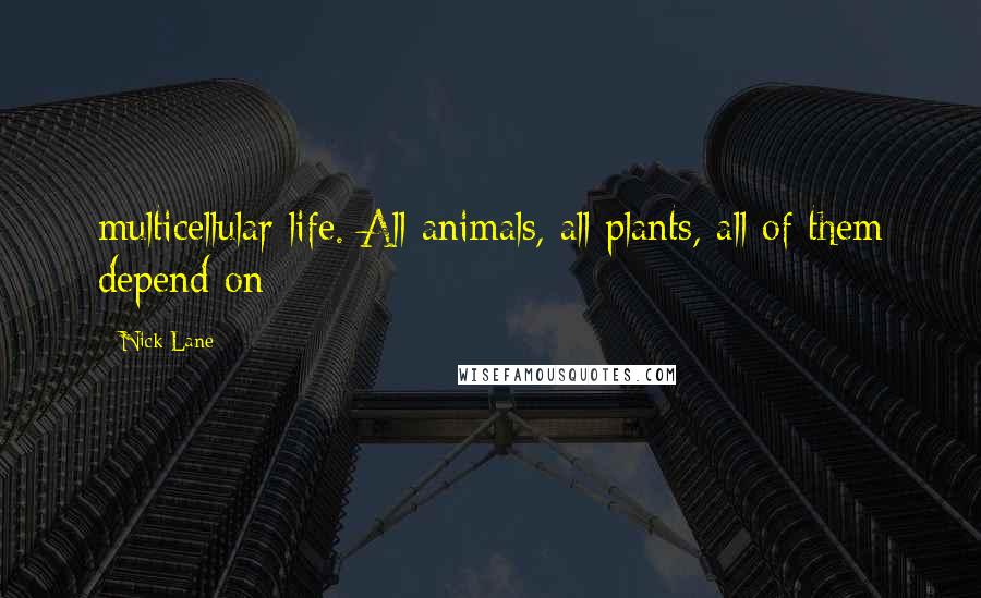 Nick Lane Quotes: multicellular life. All animals, all plants, all of them depend on