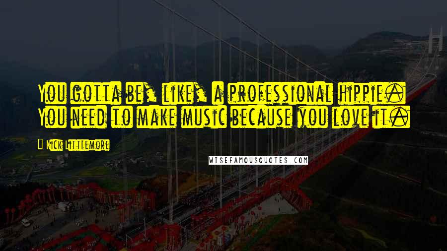 Nick Littlemore Quotes: You gotta be, like, a professional hippie. You need to make music because you love it.