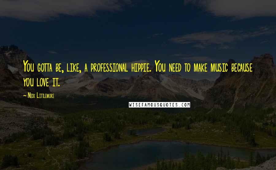 Nick Littlemore Quotes: You gotta be, like, a professional hippie. You need to make music because you love it.