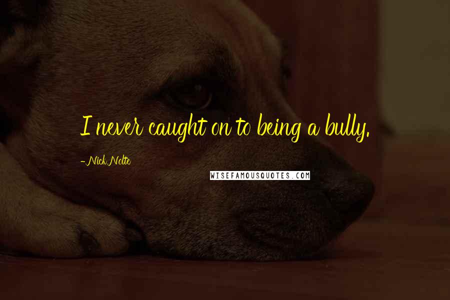 Nick Nolte Quotes: I never caught on to being a bully.