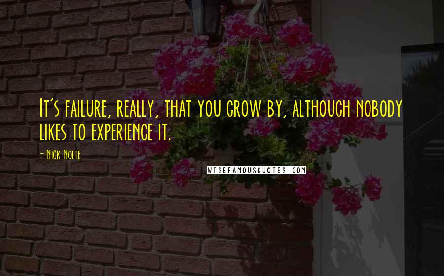 Nick Nolte Quotes: It's failure, really, that you grow by, although nobody likes to experience it.