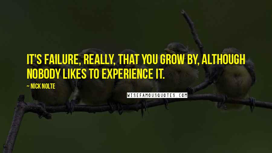 Nick Nolte Quotes: It's failure, really, that you grow by, although nobody likes to experience it.