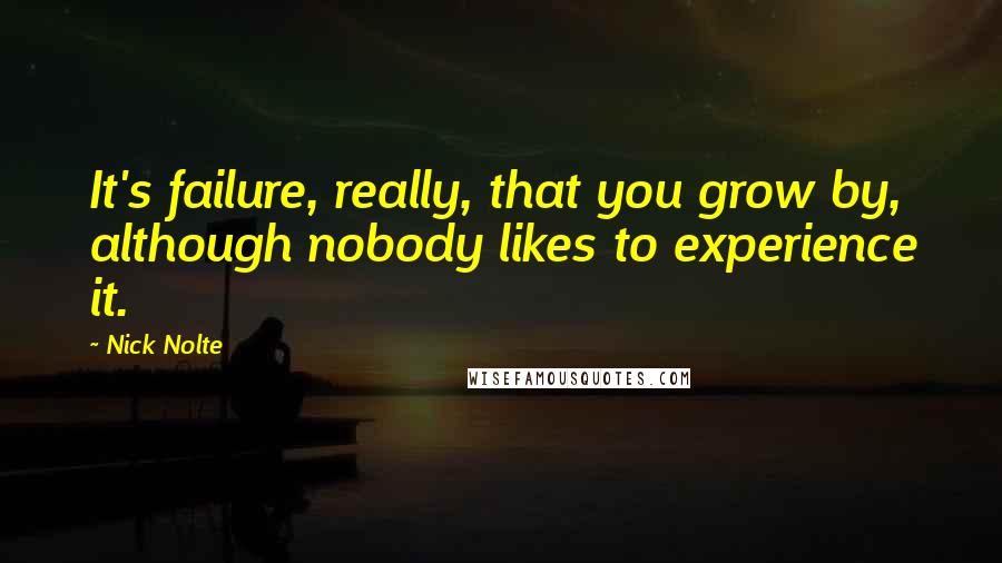 Nick Nolte Quotes: It's failure, really, that you grow by, although nobody likes to experience it.