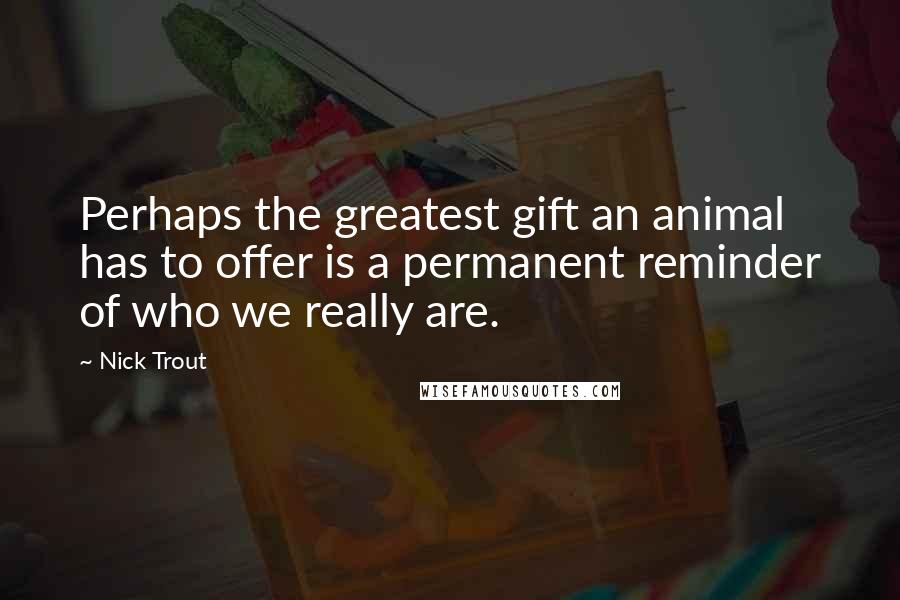 Nick Trout Quotes: Perhaps the greatest gift an animal has to offer is a permanent reminder of who we really are.