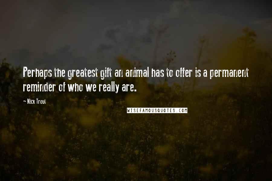 Nick Trout Quotes: Perhaps the greatest gift an animal has to offer is a permanent reminder of who we really are.