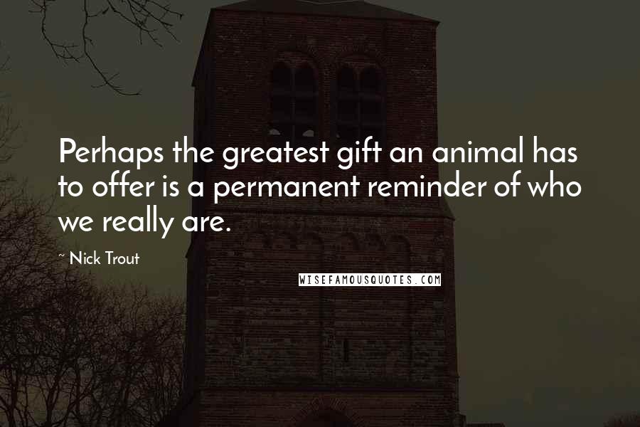 Nick Trout Quotes: Perhaps the greatest gift an animal has to offer is a permanent reminder of who we really are.