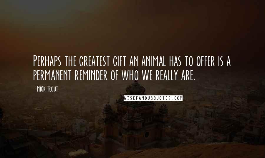 Nick Trout Quotes: Perhaps the greatest gift an animal has to offer is a permanent reminder of who we really are.