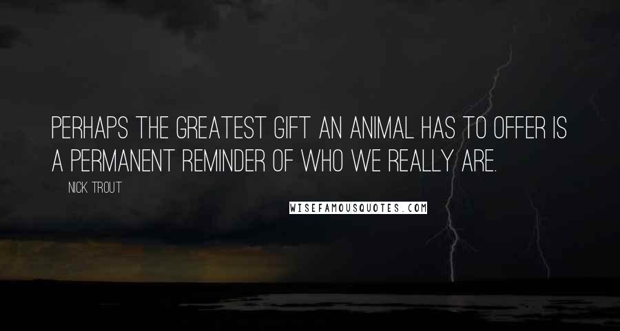 Nick Trout Quotes: Perhaps the greatest gift an animal has to offer is a permanent reminder of who we really are.