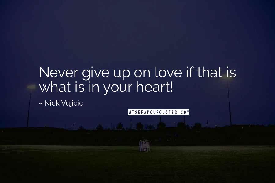 Nick Vujicic Quotes: Never give up on love if that is what is in your heart!