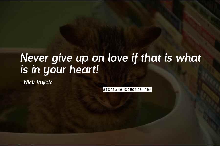 Nick Vujicic Quotes: Never give up on love if that is what is in your heart!
