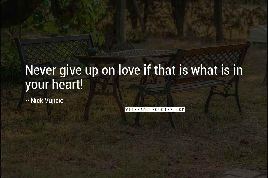 Nick Vujicic Quotes: Never give up on love if that is what is in your heart!