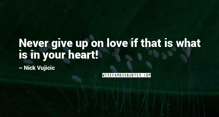 Nick Vujicic Quotes: Never give up on love if that is what is in your heart!