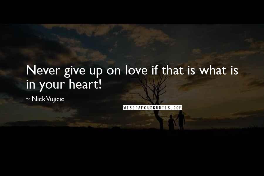 Nick Vujicic Quotes: Never give up on love if that is what is in your heart!
