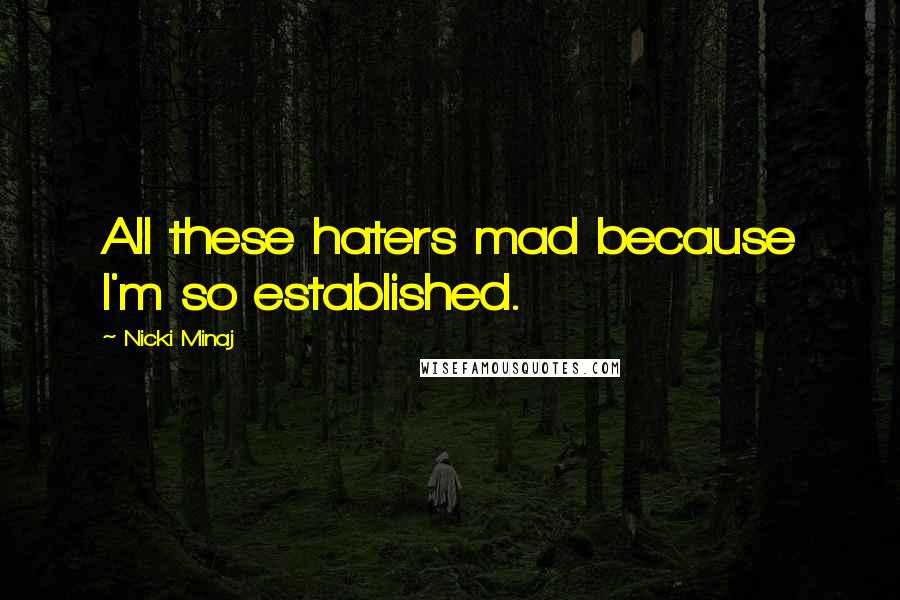 Nicki Minaj Quotes: All these haters mad because I'm so established.