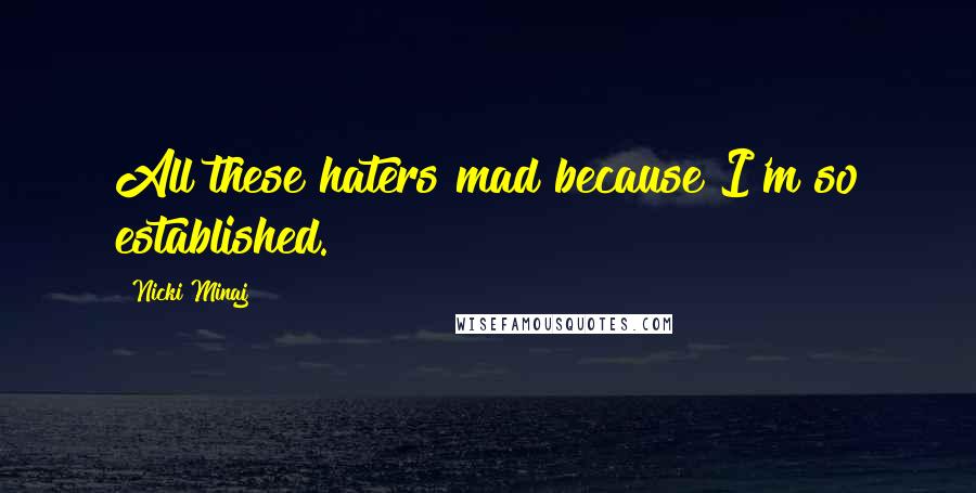 Nicki Minaj Quotes: All these haters mad because I'm so established.