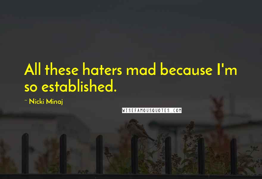 Nicki Minaj Quotes: All these haters mad because I'm so established.