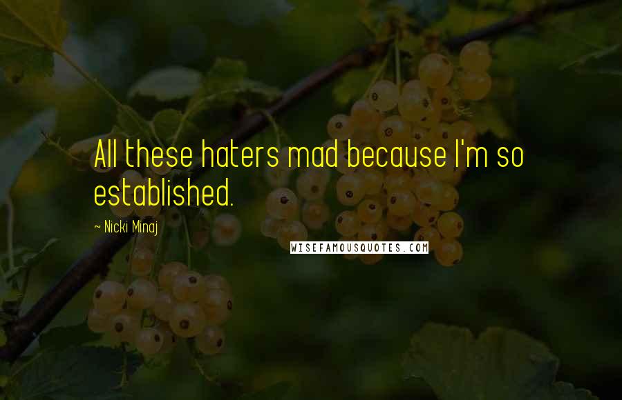 Nicki Minaj Quotes: All these haters mad because I'm so established.