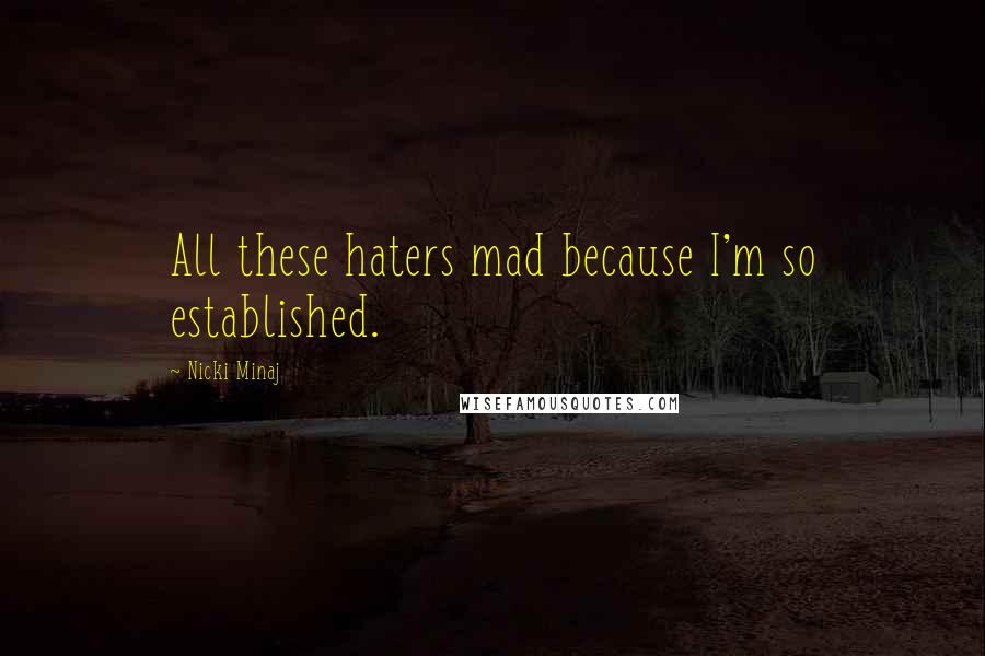 Nicki Minaj Quotes: All these haters mad because I'm so established.