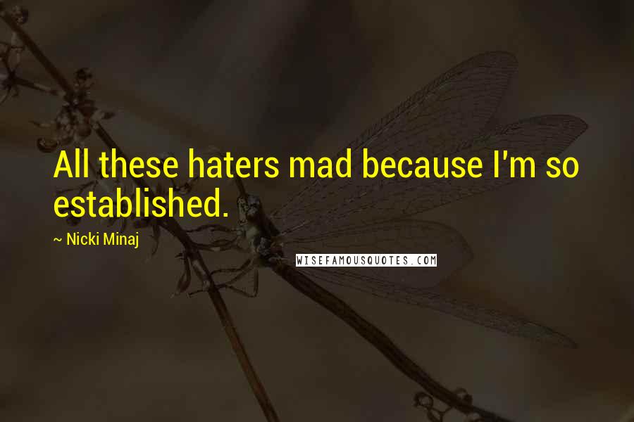 Nicki Minaj Quotes: All these haters mad because I'm so established.