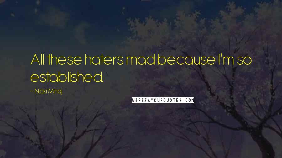 Nicki Minaj Quotes: All these haters mad because I'm so established.