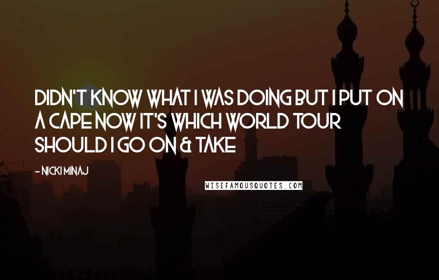 Nicki Minaj Quotes: Didn't know what I was doing but I put on a cape Now it's which world tour should I go on & take