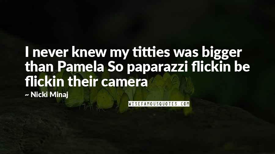 Nicki Minaj Quotes: I never knew my titties was bigger than Pamela So paparazzi flickin be flickin their camera