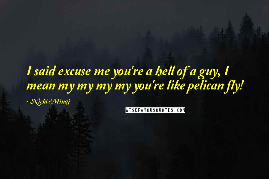 Nicki Minaj Quotes: I said excuse me you're a hell of a guy, I mean my my my my you're like pelican fly!